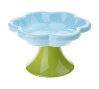 Lodoot Gamelle en céramique en forme de fleur pour chats - Antidérapante - Support surélevé - Protection du cou