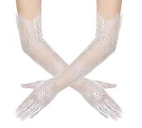 Lodoot Gants de mariée extra longs vintage brodés en dentelle confortable pour événement formel photographie gants délicats en dentelle pour mariée, blanc, taille unique