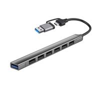 Lodoot Hub USB à 7 ports - Haute vitesse - Type C - Répartiteur pour PC - Accessoires informatiques - Hub multiport - 7 ports USB