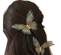 Lodoot Lot de 2 pinces à cheveux en forme de papillon avec perles, accessoires photo, bijoux de cheveux, perles unies, épingles à cheveux