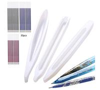 Lodoot Lot de 3 moules en résine de silicone pour stylo à bille avec 30 recharges de 3 couleurs pour stylo à bille en résine époxy