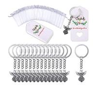 Lodoot Lot de 30 porte-clés en forme d'ange avec chaîne pour sacs en fil de fer, pendentif de remerciement pour enfants, cadeaux de fête prénatale, cadeau de mariage