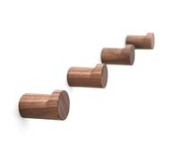 Lodoot Lot de 4 crochets muraux en bois naturel sans perforation pour manteaux, chapeaux, serviettes - Arbre marron