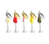 Lodoot Lot de 5 cuillères de pêche à la truite - Leurres de pêche en métal dur avec hameçon triple, paillettes, appâts faciles à utiliser