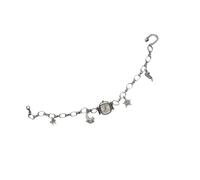 Lodoot Pendentif chaîne clavicule d'inspiration punk, montre de poche mécanique apparente, design rétro, pendentif mécanique en alliage pour Edgy, blanc, taille unique