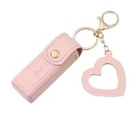 Lodoot Porte-clés en cuir pour rouge à lèvres avec pendentif en forme de cœur pour femme - Étui portable pour voyage - Mini sac de rangement pour rouge à lèvres
