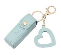 Lodoot Porte-clés en cuir pour rouge à lèvres avec pendentif en forme de cœur pour femme - Étui portable pour voyage - Mini sac de rangement pour rouge à lèvres