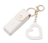 Lodoot Porte-clés en cuir pour rouge à lèvres avec pendentif en forme de cœur pour femme - Étui portable pour voyage - Mini sac de rangement pour rouge à lèvres