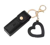 Lodoot Porte-clés en cuir pour rouge à lèvres avec pendentif en forme de cœur pour femme - Étui portable pour voyage - Mini sac de rangement pour rouge à lèvres
