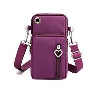 Lodoot Sac à bandoulière pour téléphone portable, pochette portefeuille avec sangle réglable amovible, étui étanche pour téléphone, brassard, poche pour téléphone, prune, Taille unique