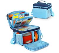 LoDrid Étui de Transport de Voyage Compatible avec Yoto Player Haut-Parleur Bluetooth, Porte-Cartes Audio pouvant contenir jusqu'à 54 Cartes avec bandoulière, Bleu, Sac Uniquement