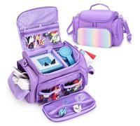 LoDrid Étui de Voyage Compatible avec Tonie Box, étui de Transport pour Lecteur Audio avec bandoulière et poignée, Sac de Rangement avec Plusieurs Poches pour Accessoires, Violet, Sac Uniquement