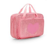 LoDrid Mallette de Transport Compatible avec Barbie Les poupées12 Pouces, Sac de Rangement avec poignée et Plusieurs Poches pour 6 poupées, vêtements et Autres Accessoires, Rose