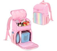 LoDrid Sac à Dos Compatible avec Tonie, Sac Portable pour Lecteur Audio, étui de Transport avec 3 Poches Transparentes pour l'affichage des Figurines et Plusieurs Poches pour Chargeur Casque, Rose