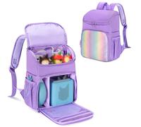 LoDrid Sac à Dos Compatible avec Tonie, Sac Portable pour Lecteur Audio, étui de Transport avec 3 Poches Transparentes pour l'affichage des Figurines et Plusieurs Poches pour Chargeur Casque, Violet