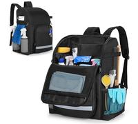 LoDrid Sac caddy de nettoyage avec bretelles épaisses et réglables, grand organiseur de nettoyage avec plusieurs poches pour le nettoyage et les travaux ménagers, noir (brevet conçu)