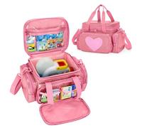 LoDrid Sac de rangement compatible avec le kit de démarrage Little Tikes Story Dream Machine, étui de transport avec plusieurs poches pour accessoires avec poignée et bandoulière, rose, sac uniquement