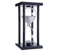 Lodunsyr Minuteur Sablier 30 Minutes Sandglass Timer 30 Minutes Décoration Chambre d'enfants Anniversaire Table Basse de Thé Étagère à Livres Jeu Scolaire Ornement Cadre en Bois l'horloge Blanc
