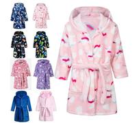 Lodunsyr Peignoirs de Bain Enfant Rose Licorne Vêtements de Nuit Garçon Fille Peignoir Ultra Doux et Léger Serviette de Bain Capuche Rose Licorne 2-3 Ans
