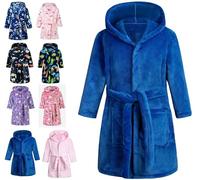 Lodunsyr Peignoirs de Bain Enfant Vêtements de Nuit Garçon Fille Peignoir Ultra Doux et Léger Serviette de Bain Capuche Bleu 4-5 Ans