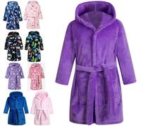 Lodunsyr Peignoirs de Bain Enfant Violette Vêtements de Nuit Garçon Fille Peignoir Ultra Doux et Léger Serviette de Bain Capuche 2-3 Ans