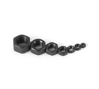 LOEASE 20/50/100 pièces Noir Écrou Hexagonal M2 M2.5 M3 M4 M5 M6 M8 M10 M12 Écrous Hexagonaux (Size : M4*100pcs)