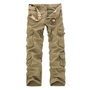 Loeay Pantalon Cargo de Travail pour Hommes Pantalon Tactique d'armée lâche - Pantalon à Poches Multiples de Grande Taille 46 de Combat pour l'armée Pantalon de Travail Kaki 46