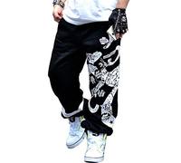 Loeay Pantalons de Sport pour Hommes Pantalons de survêtement Jogging Printemps Rue Coton Hip Hop Impression Designer Pantalon Hip Hop Impression Designer Pantalon Noir XXXL