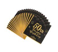 LOEFLIFA 20 Pièces serviettes d'anniversaire serviettes décoratives serviettes d'invités 50 décorations de fête d'anniversaire serviettes de table nappe joyeux anniversaire papier Noir
