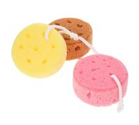 LOEFLIFA 3Pièces Round Bath Sponges Exfoliating Body With Straps Soft Foam For Daily Shower Use