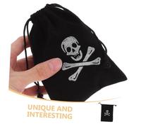 LOEFLIFA 8 Pièces Pirate avec Cordon Motif Crâne de Rangement Halloween pour Bonbons et Trésor Pochette Noire Thème Pirate pour Fête et Anniversaire