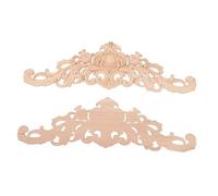 LOEFLIFA Applique Bois Sculpté Décoratif Khaki 2 Pièces en Matériau Synthétique Léger et Résistant pour Meubles et Armoires, pour Décoration D'intérieur Créative