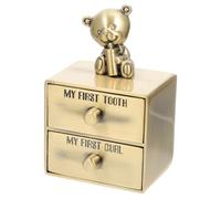 LOEFLIFA Boîte à Dents de Lait pour Garçon et Filles 2 Tiroirs, Rangement Portable en Plastique Couleur Bleu-vert Antique, Organisateur Souvenir pour Bébés et Conservation Cheveux Fœtaux