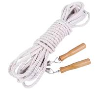LOEFLIFA Corde à Sauter Lestée 7 Mètres pour 5-7 Personnes, Corde Résistante à L'usure Poignées Ergonomiques en Bois, Équipement pour Saut Collectif et Entraînement Sportif en Éducation