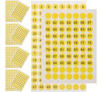 LOEFLIFA Étiquettes Numérotées Rondes 1-100 Jaunes et Noires Auto-adhésives, Lot de 10 Feuilles pour Classement, Tri et Organisation Bureau, Autocollants Multi-usages sans Résidus