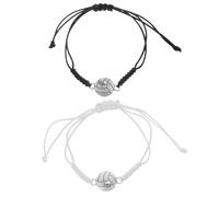 LOEFLIFA Lot de 2 Bracelets Délicats et Ajustables à Thème Volley-Ball Bracelet Décoratif en Corde Noire et Blanche Accessoire de Sport pour Fans de Volley-Ball Présent Sportif Élégant