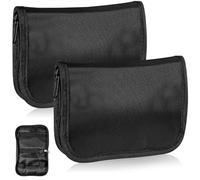 LOEFLIFA Lot de 2 Étuis de Rangement Portables pour Glucomètre et Appareil Glycémie, Pochettes en Tissu Oxford Noires Fermeture Éclair, Protection Chocs et Éclaboussures, Voyage et Usage