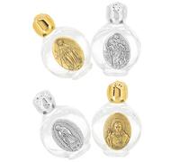 LOEFLIFA Lot de 4 Bouteilles en Verre Décoratives pour Eau Bénite, Flacons Multifonctionnels Anciens en Métal Doré et Argenté, Récipients Rechargeables pour Baptême et Style Aléatoire