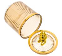 LOEFLIFA Pot de Rangement en Acrylique Transparent Couvercle Doré Pot Hermétique Décoratif pour Salle de Bain Bocal à Coton et Cotons-Tiges Support Compact et Léger pour Accessoires