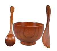 LOEFLIFA Set Bol à Masque Facial Bois Massif avec Spatule et Cuillère Accessoires pour Mélange DIY Soins Visage Outils Naturels pour Application Masque et Purification des Pores Usage