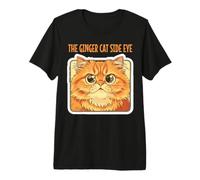 l'oeil latéral du Chat Roux Funny Mad Feline T-Shirt Haut de Gamme