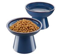 LoeJan Ensemble de gamelles surélevées pour chat - Gamelles en céramique extra larges et surélevées - Anti-vomissement - Sans moustaches - Pour chatons, chats adultes et petits chiens