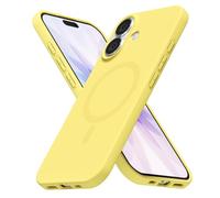 LoeoeL Coque en silicone compatible avec Magsafe pour iPhone 17, jolie et fine, magnétique en gel de caoutchouc souple pour femmes et filles, coque rigide en TPU de couleur unie brillante, jaune