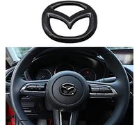 LOERSS Autocollant Décoration Couverture Volant de Voiture, pour Mazda 3 6 CX-3 CX-5 CX-9, Autocollant Cadre Logo D'emblème, Accessoires de Modification de Style Intérieur,Bla-CK
