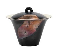 loeusjfnr Tasse à thé en Céramique Ensemble de théière en céramique rétro à deux couvercles fer cheval noir Zen Wind feuille d'argent brûlante