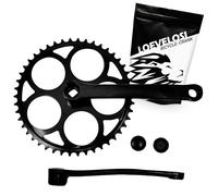 LOEVELOSI Manivelle de vélo 1 compartiment en acier renforcé noir avec manivelle carrée 44 dents de 170 mm pour vélo rétro et vintage