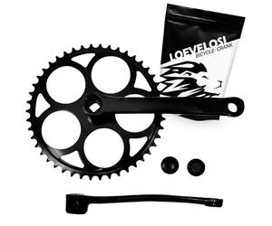 LOEVELOSI Manivelle de vélo 1 compartiment en acier renforcé noir avec manivelle carrée 44 dents de 170 mm pour vélo rétro et vintage