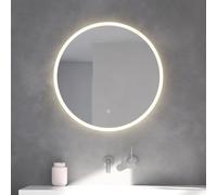 Loevschall Atlas - Miroir de Salle de Bain Rond avec éclairage - Miroir LED avec Interrupteur Tactile - Miroir de Salle de Bain avec éclairage LED - Diamètre 600 cm