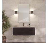 Loevschall Refine Miroir Mural Marron avec Cadre - 60 x 100 cm - Miroir décoratif pour Salle de Bain, Salon, Chambre à Coucher et Couloir - Miroir Minimaliste et élégant en Laiton brossé