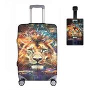 Löwe Lot de 2 housses de protection de valise + étiquette de bagage élastiques 18-32 pouces, protection de bagages, motif animal 3D, anti-rayures, R6, M(22-24in), Housse de valise